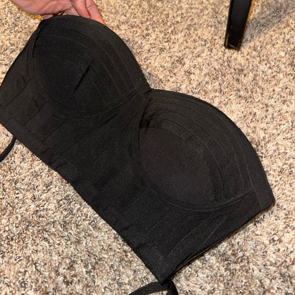 AKIRA Black - 3 Crop Top Corset Bra Top Bustier - Picture 6 of 9